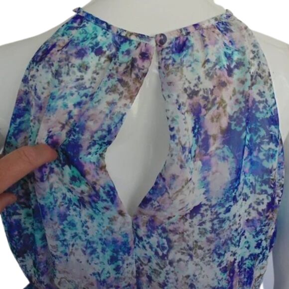 GUESS Dress, 4, Abstract Blue Floral, Spaghetti strap, Sash belt, Sleeveless - Picture 8 of 13